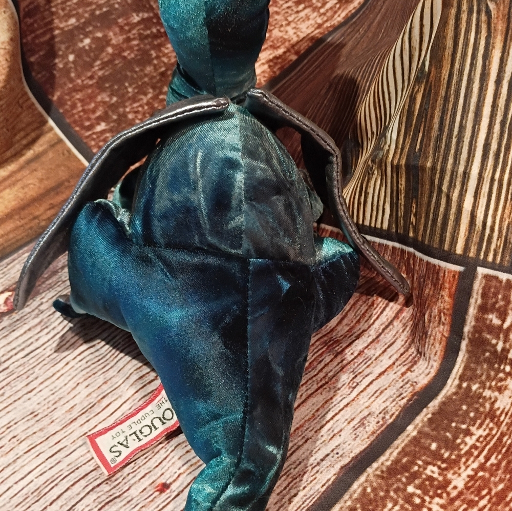 Douglas Dragon Plush Toy-Teal Green Silver Wings W/ *Bonus* Matching Necklace - Picture 7 of 11